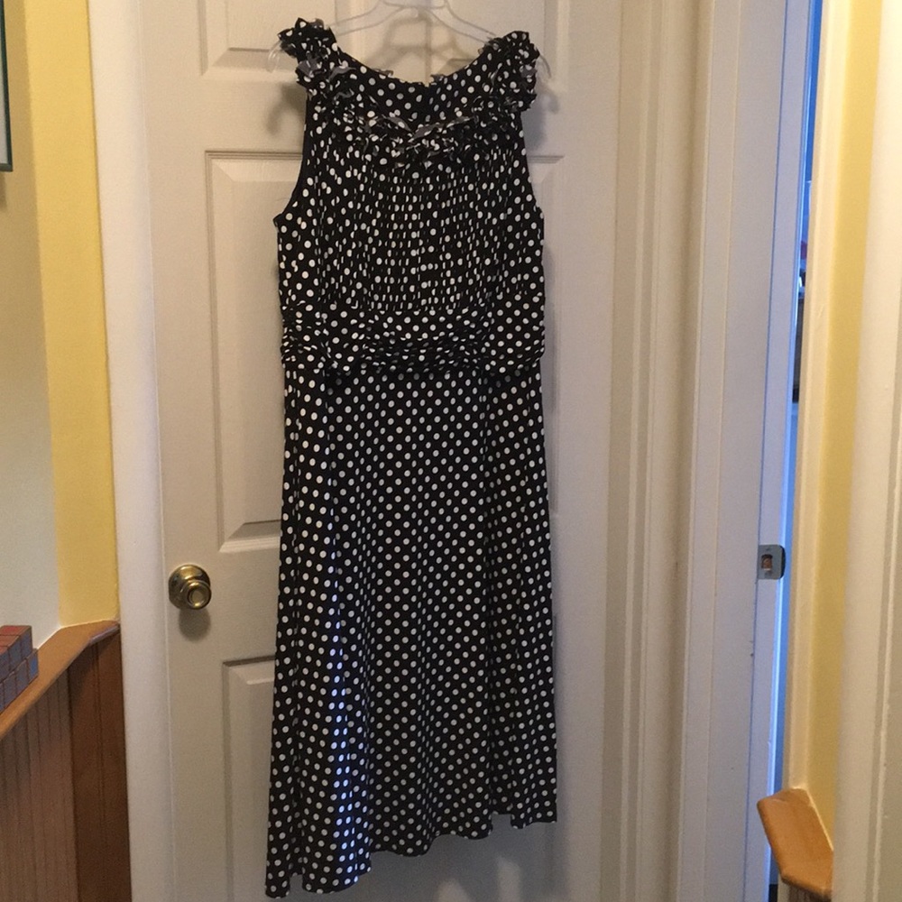 Like new fun black with cream  poker dots dress ..